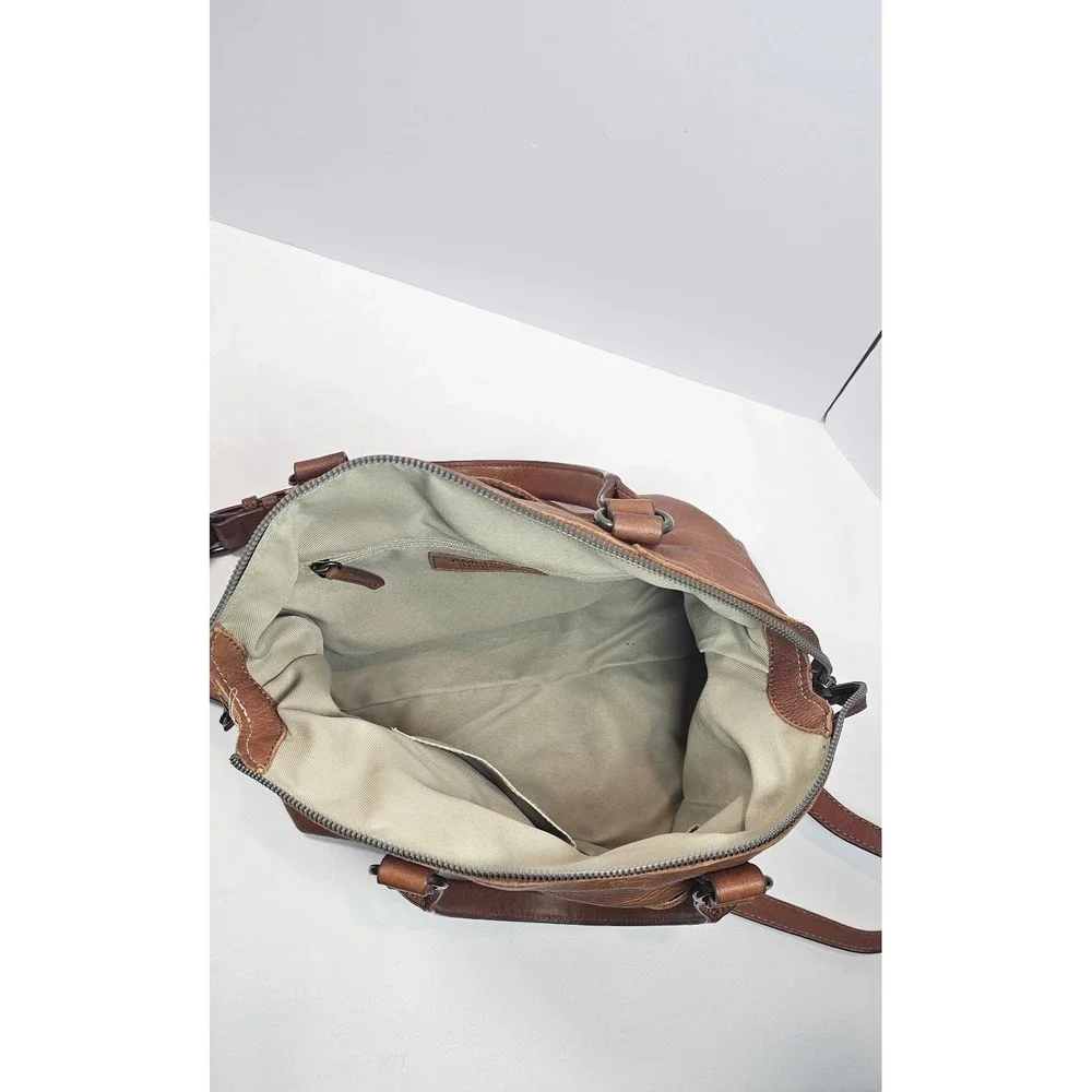 American Leather Co. Cognac Carrie Leather Dome Satchel Bag Soft Leather Zip Top